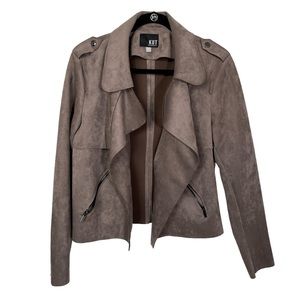 KUT Faux Suede Greige MotoJacket Large